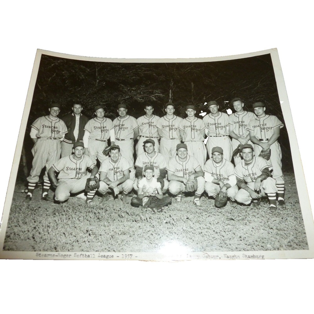 Vintage 1957 Stearns-Roger Softball League Team Photo Larry Gebaur 1950s Sports‎